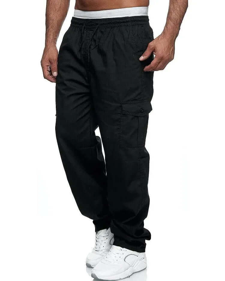 Men's Loose Fit Cargo Trousers with Elastic Waist