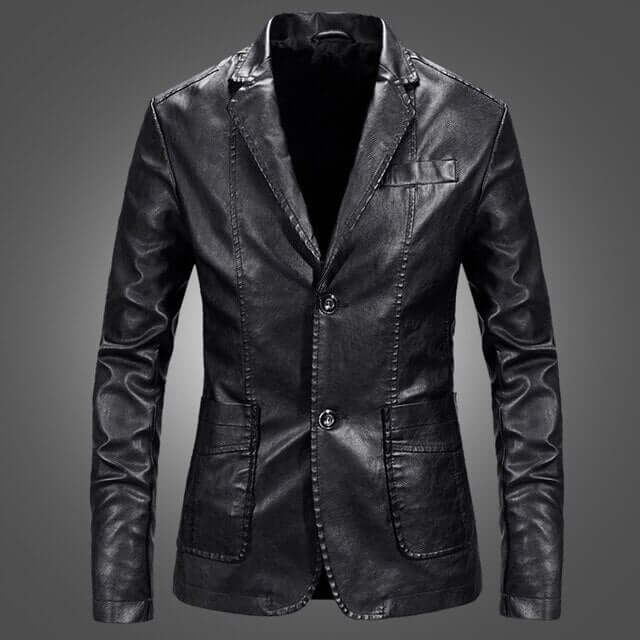 Men's Slim Fit PU Leather Blazer