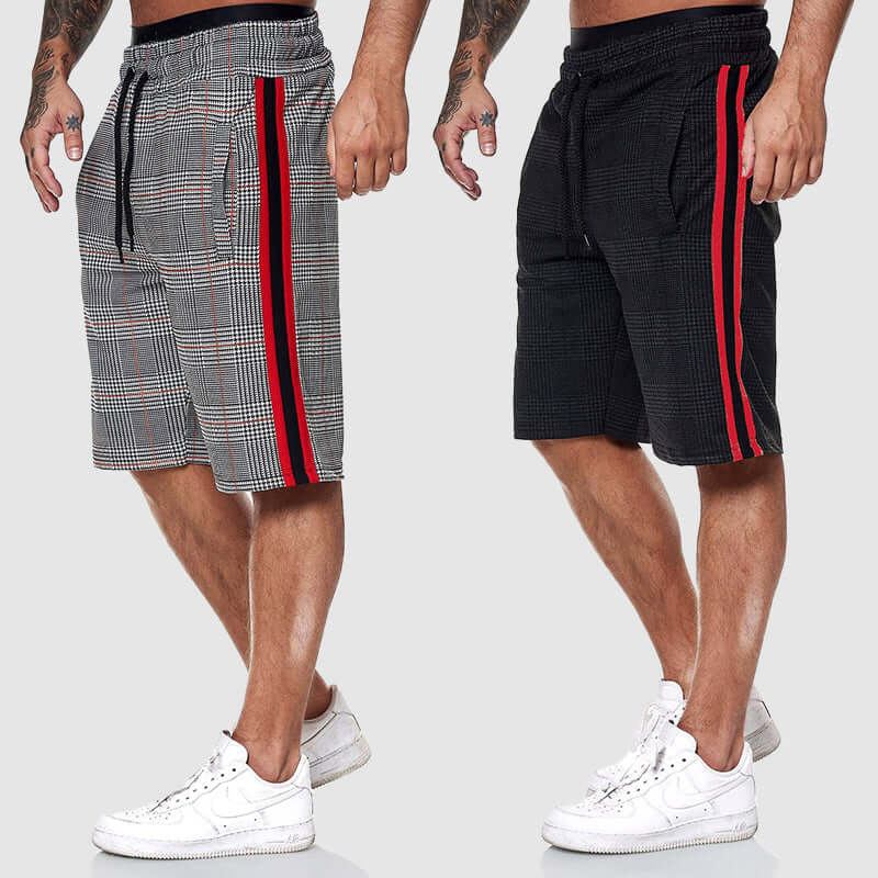 Men's Checked Drawstring Shorts with Elasticated Waist