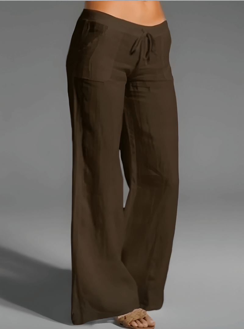 Women's Linen Blend Wide Leg Trousers