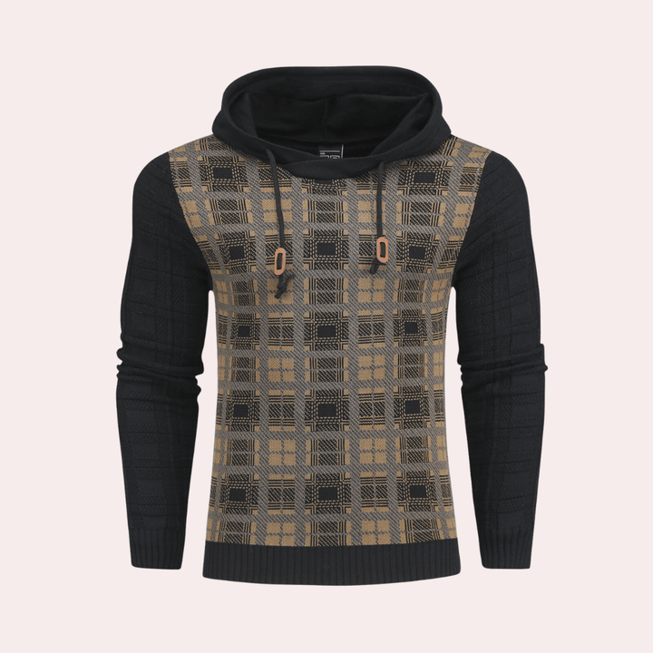 Men's Checkered Knit Sweater - Warm - Stylish