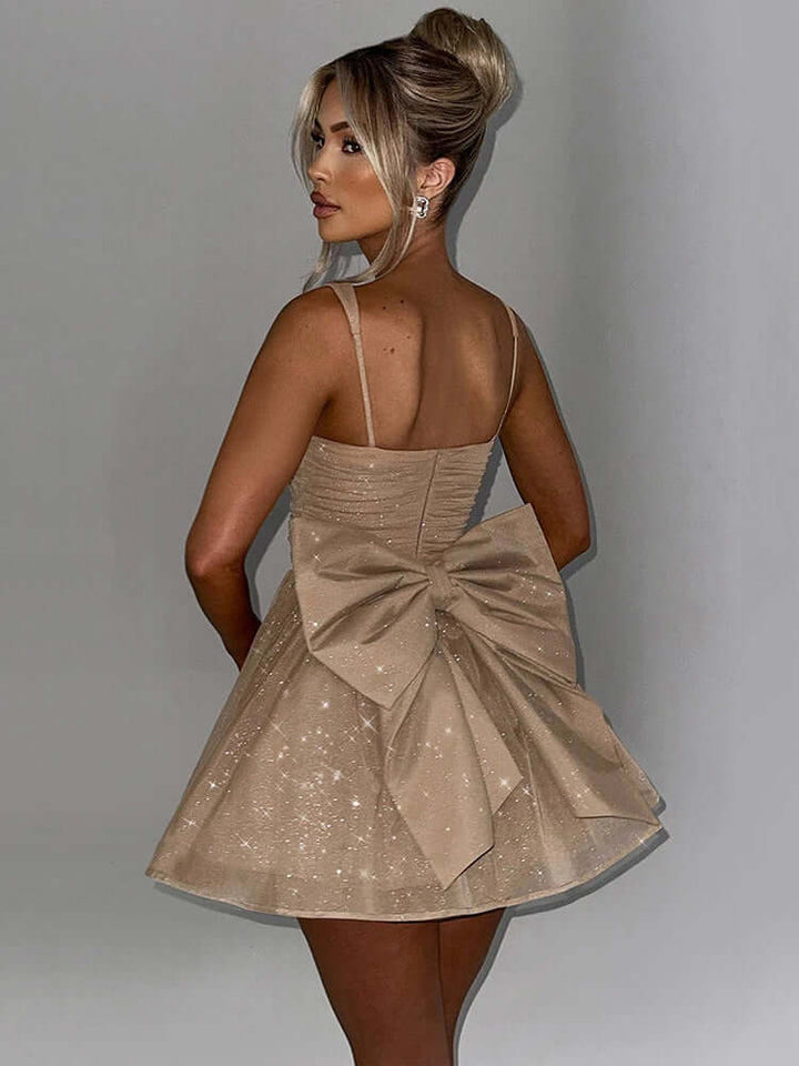 Women's Sleeveless A-Line Cocktail Dress with Bow Detail