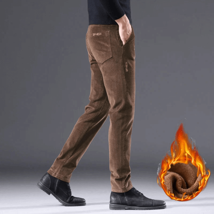 Men's Fleece-Lined Corduroy Winter Pants