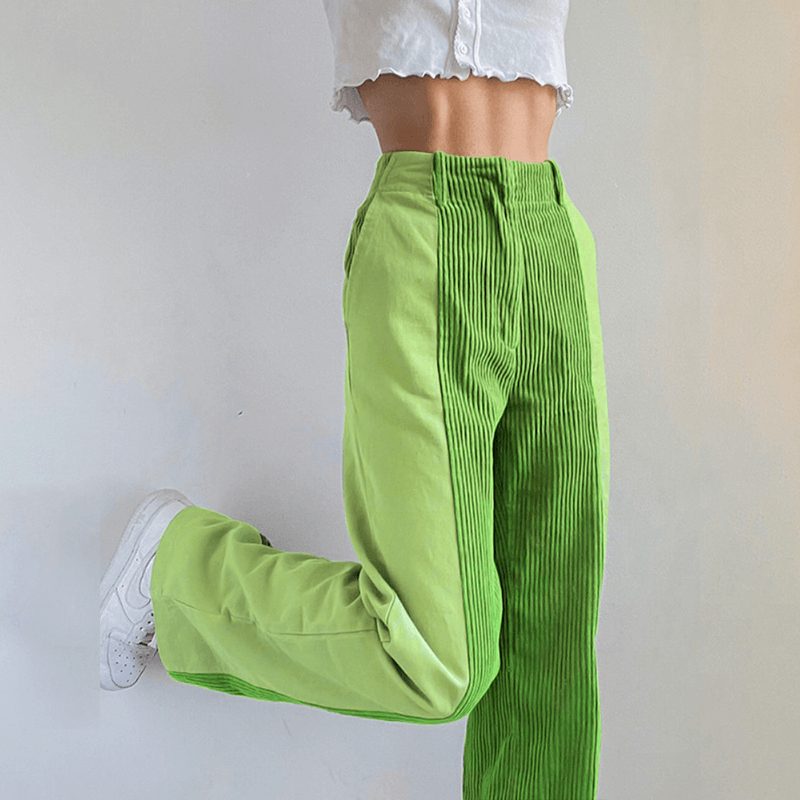 Women's High-Waisted Corduroy Wide Leg Trousers