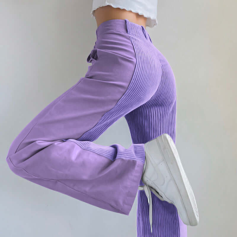 Women's High-Waisted Corduroy Wide Leg Trousers