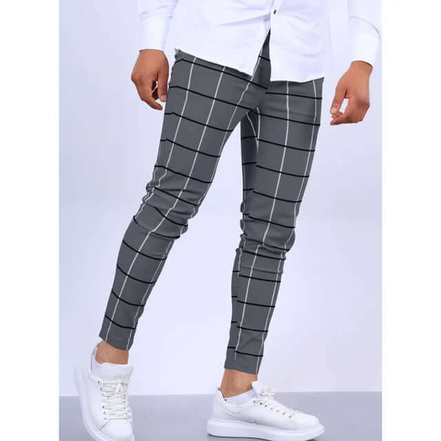 Men's Casual Checkered Ankle-Length Pants