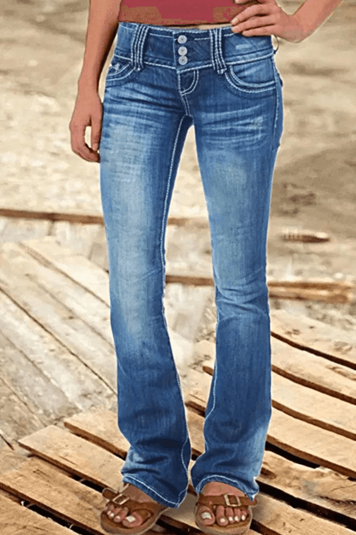 Women's Ripped High-Waisted Bootcut Jeans
