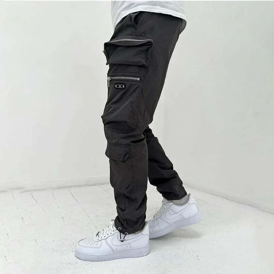 Men's Tapered Cargo Trousers with Multiple Pockets