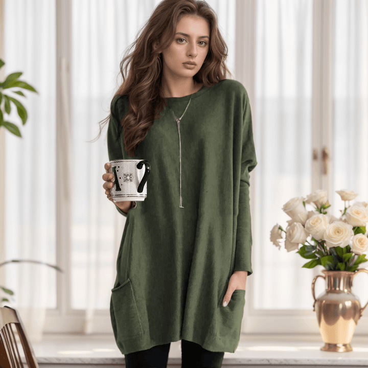 Oversized Cotton Tunic Sweater for Women