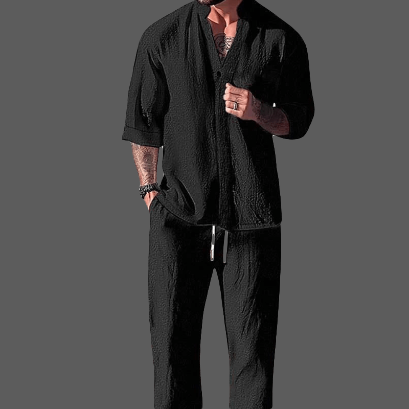 Men's Cotton Linen Loungewear Set