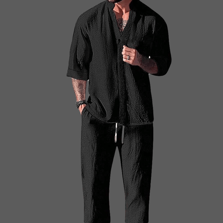 Men's Cotton Linen Loungewear Set