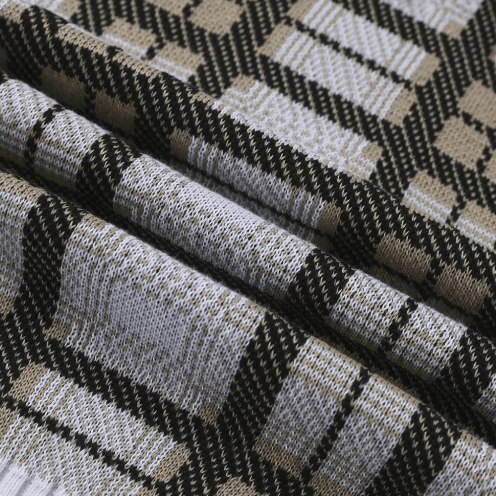 Men's Checkered Knit Sweater - Warm - Stylish