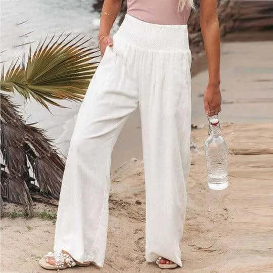 Women's Wide-Leg Linen-Blend Trousers