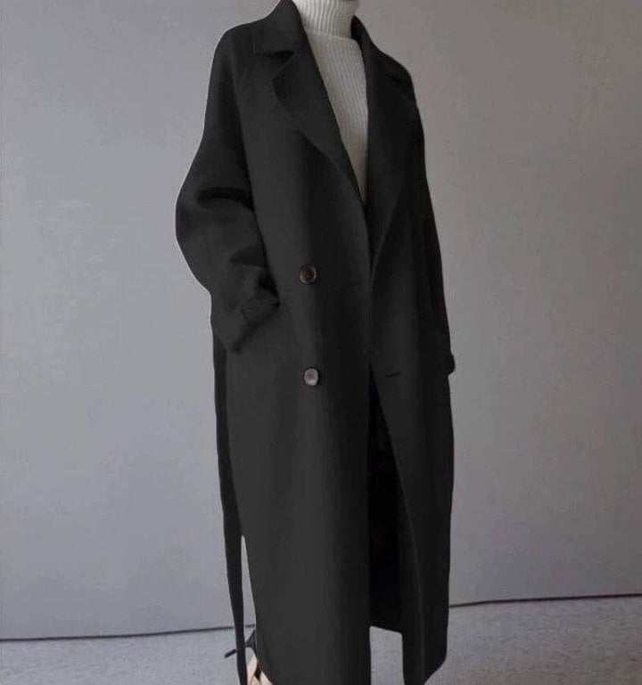 Long Double-Breasted Wool Coat