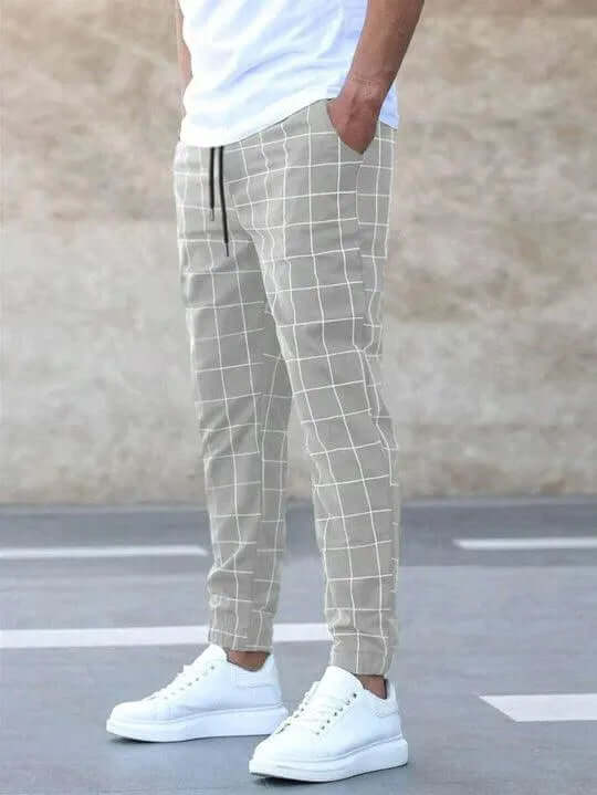 Men's Slim Fit Checkered Joggers