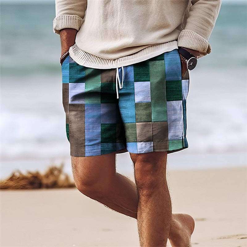 Men's Patchwork Knee-Length Shorts