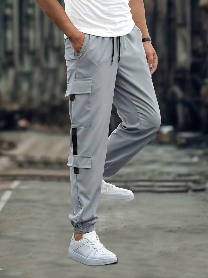 Men's Relaxed Fit Cargo Joggers with Drawstring