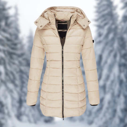 Women's Mid-Length Winter Coat with Detachable Hood