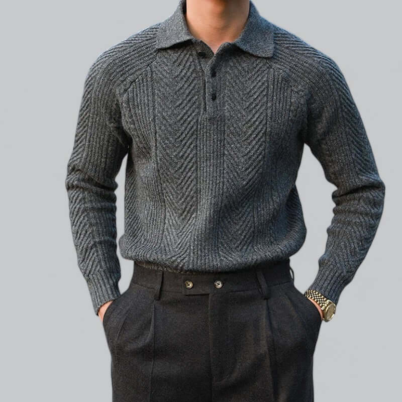 Men's Classic Long Sleeve Polo sweater