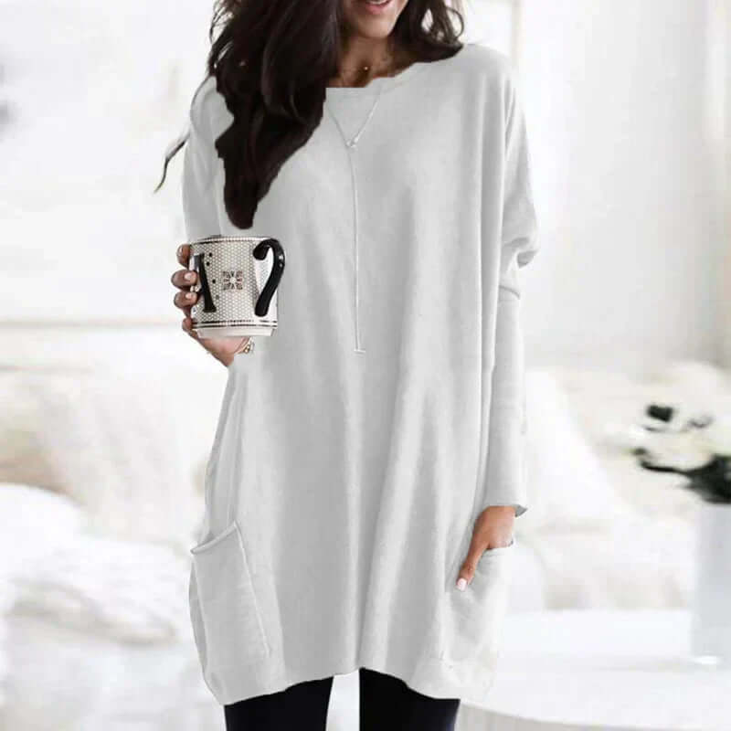 Oversized Cotton Tunic Sweater for Women