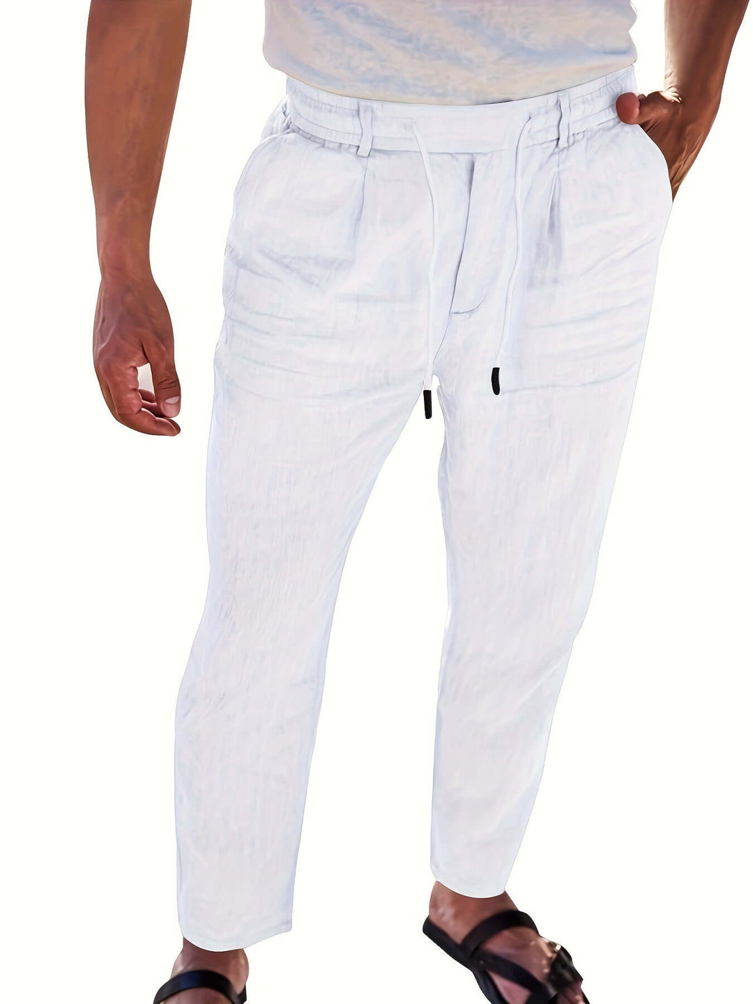 Men's Relaxed Fit Drawstring Linen Pants