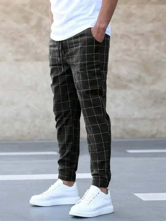 Men's Slim Fit Checkered Joggers