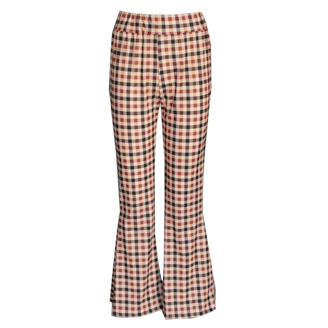 Checkered Flare Trousers - Chic and Modern