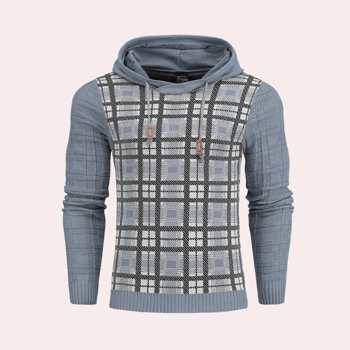 Men's Checkered Knit Sweater - Warm - Stylish
