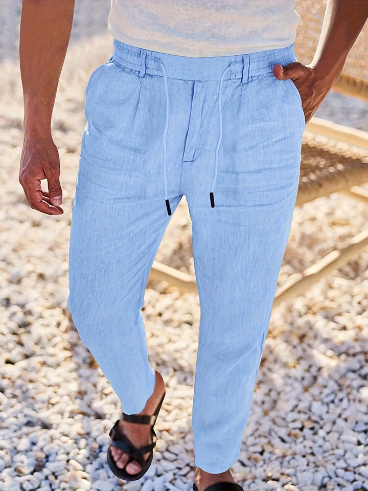 Men's Relaxed Fit Drawstring Linen Pants