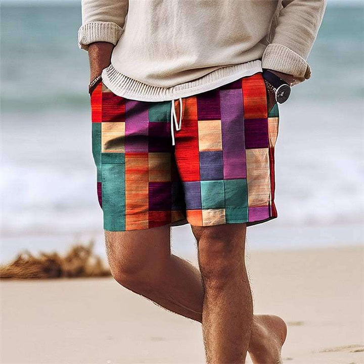 Men's Patchwork Knee-Length Shorts