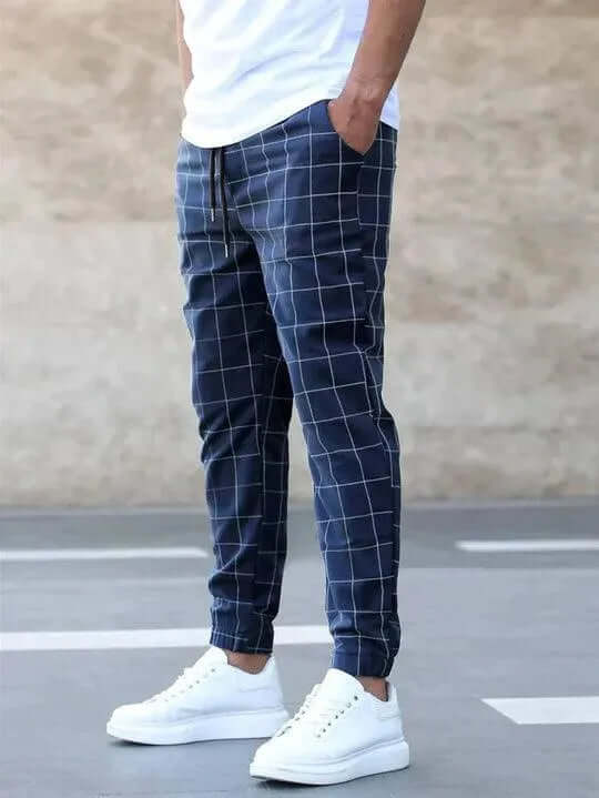 Men's Slim Fit Checkered Joggers
