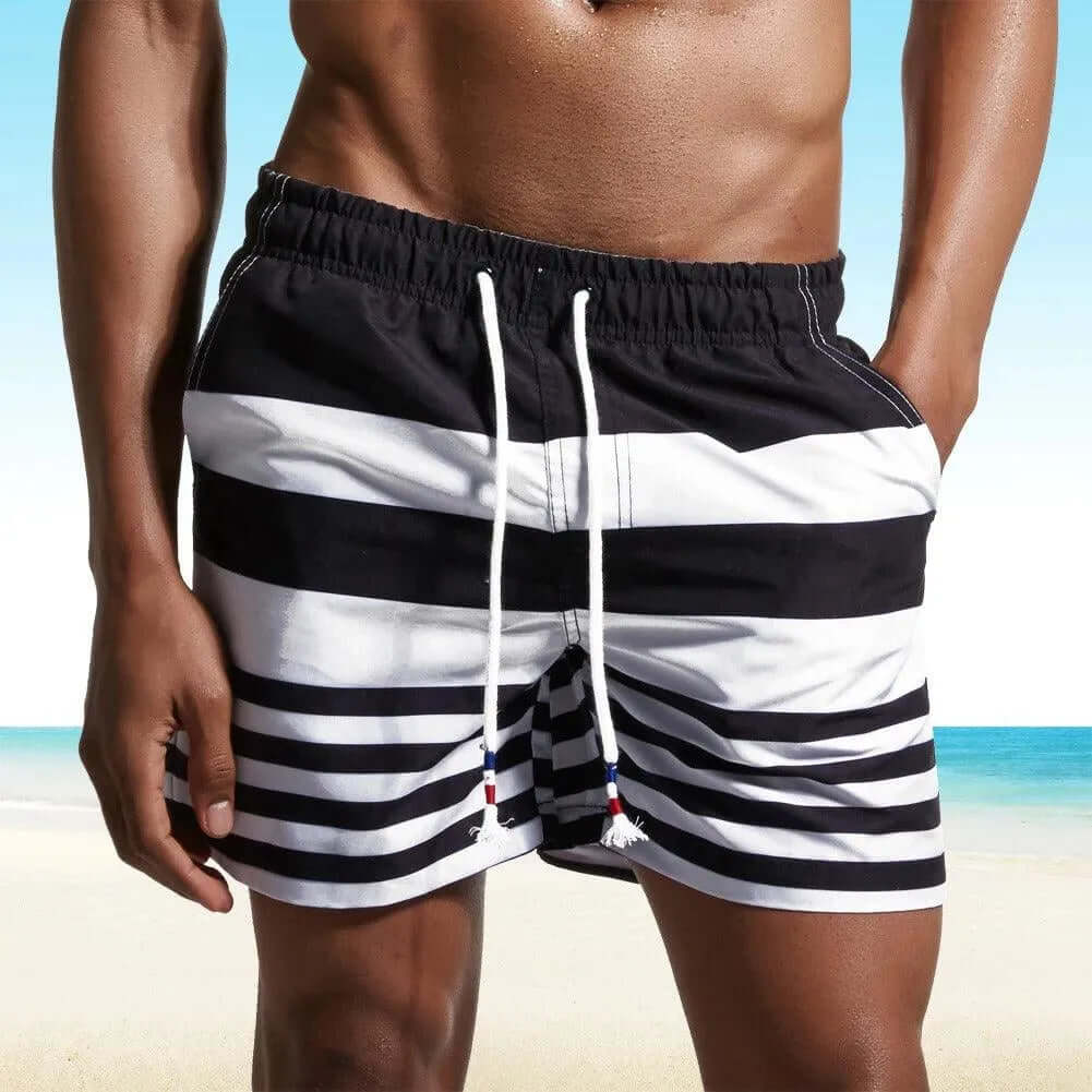 Men's Striped Quick-Dry Swim Shorts