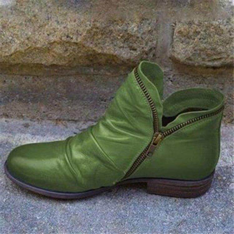 Women's Leather Zip-Up Ankle Boots