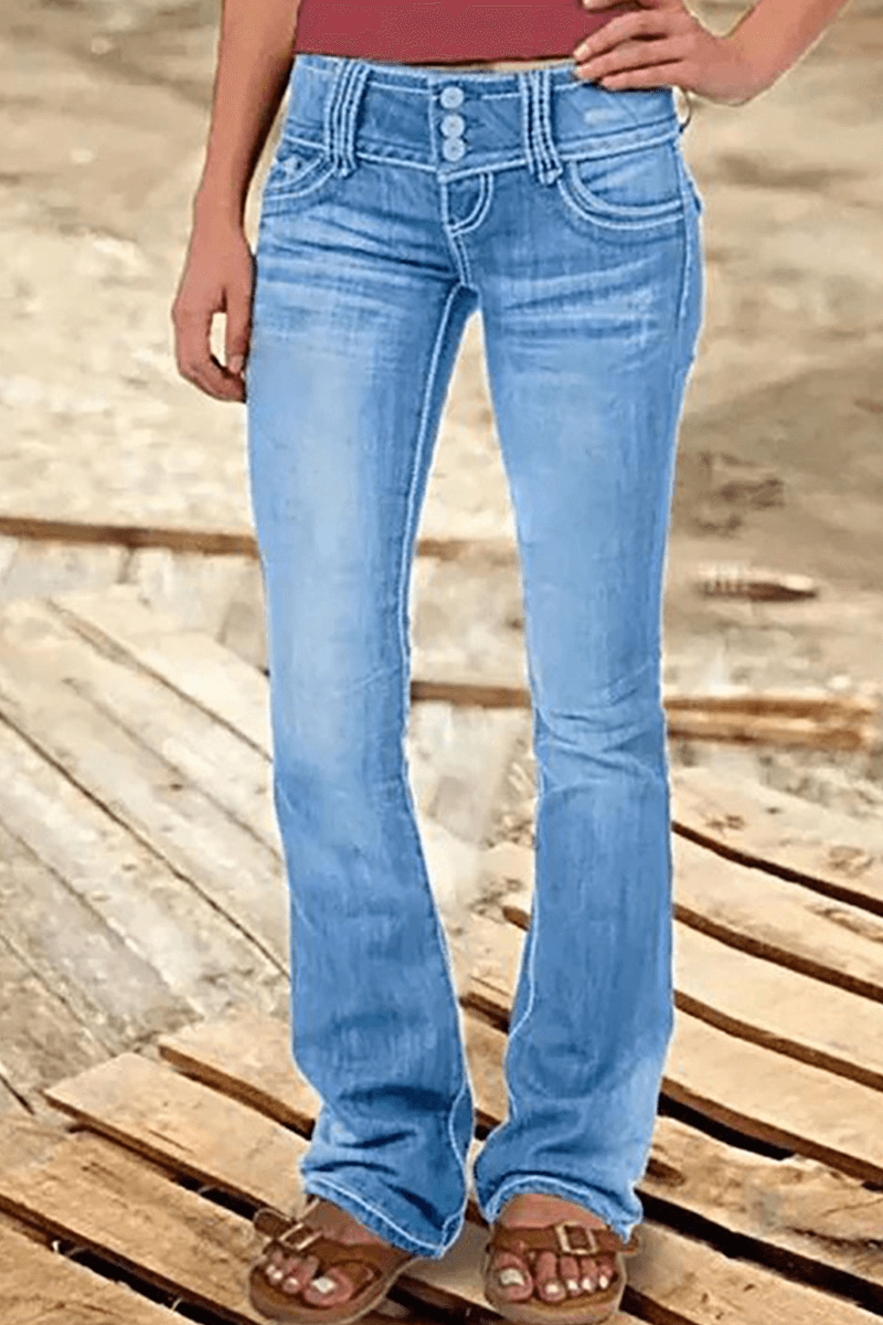 Women's Ripped High-Waisted Bootcut Jeans