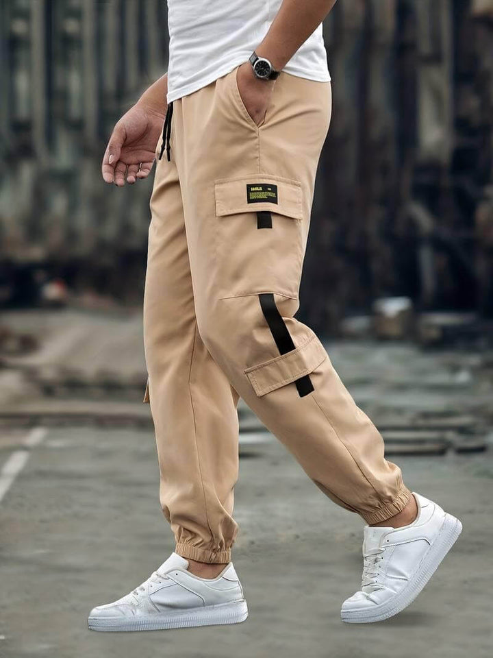 Men's Relaxed Fit Cargo Joggers with Drawstring