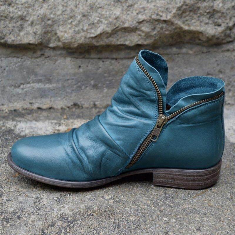 Women's Leather Zip-Up Ankle Boots
