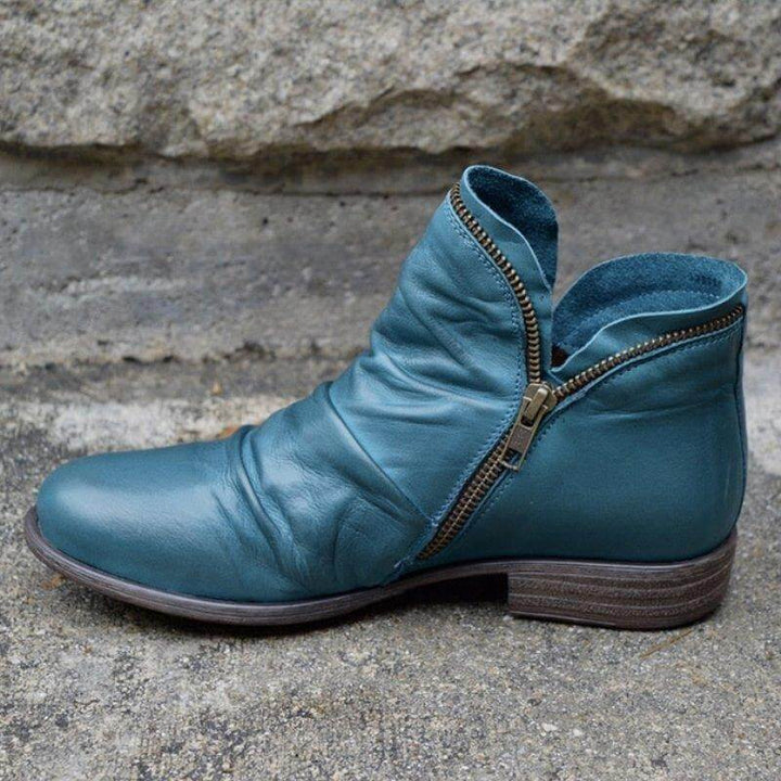 Women's Leather Zip-Up Ankle Boots