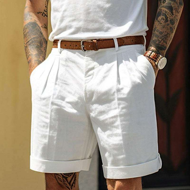 Men's Linen Blend Pleated Shorts
