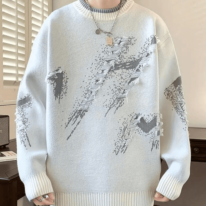 Men's Distressed Knitted Sweater