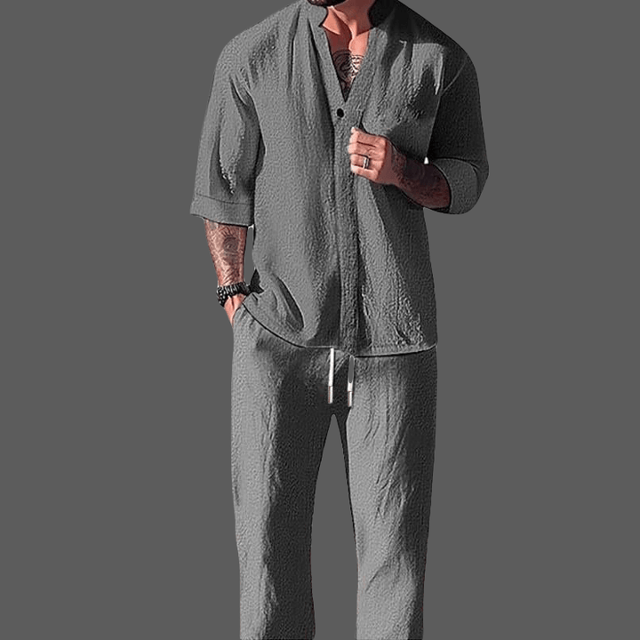 Men's Cotton Linen Loungewear Set