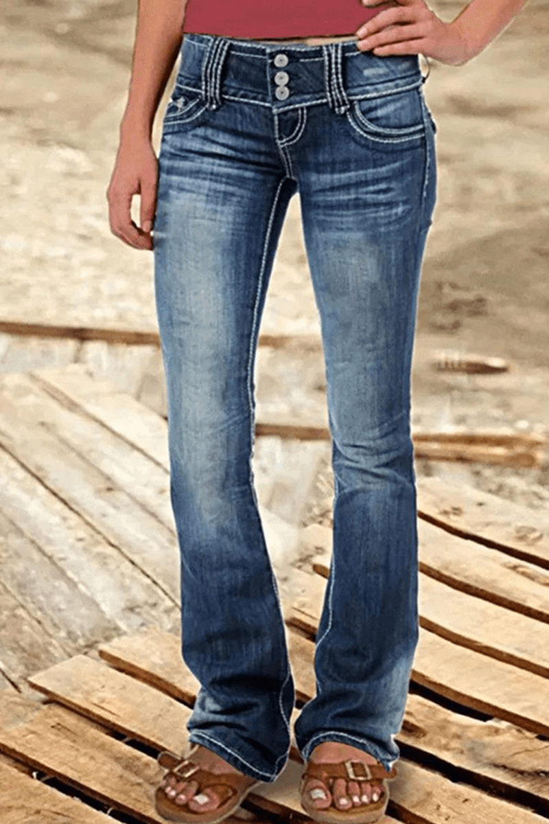 Women's Ripped High-Waisted Bootcut Jeans