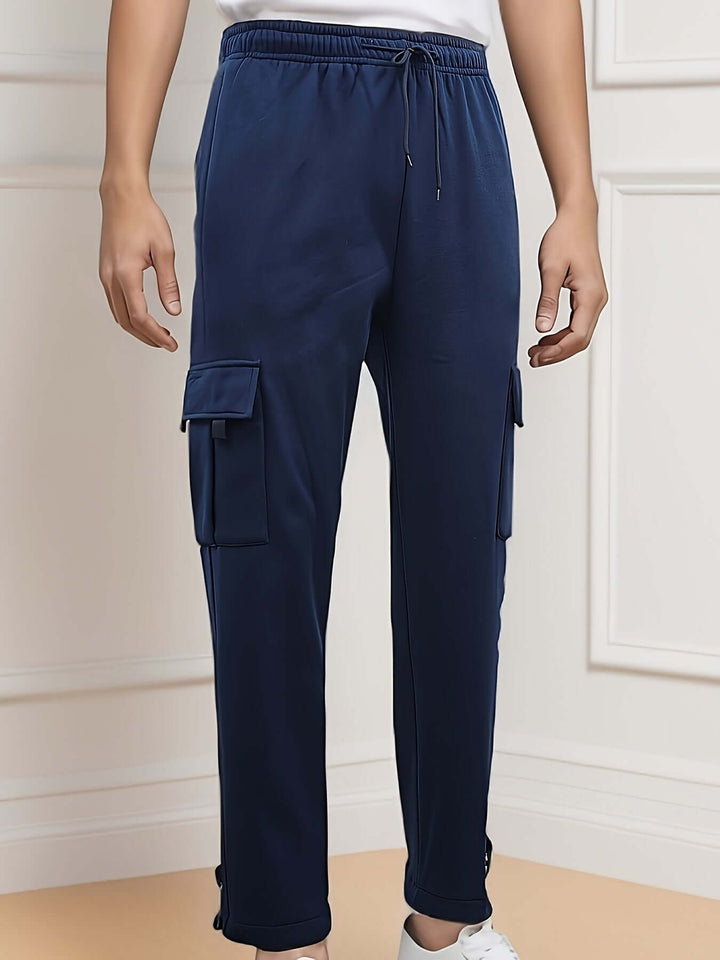 Men's Fleece Cargo Joggers with Multiple Pockets