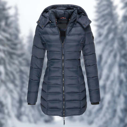 Women's Mid-Length Winter Coat with Detachable Hood