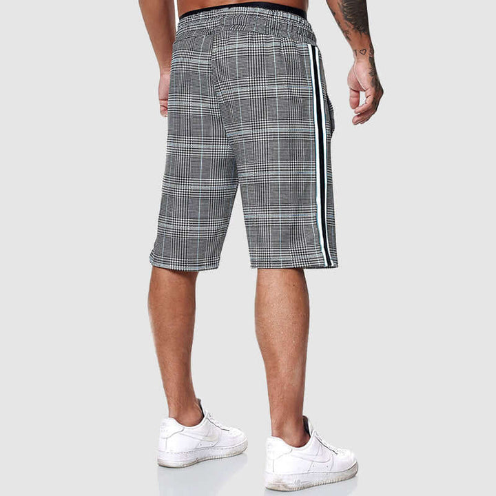 Men's Checked Drawstring Shorts with Elasticated Waist
