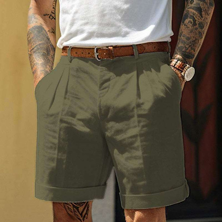 Men's Linen Blend Pleated Shorts