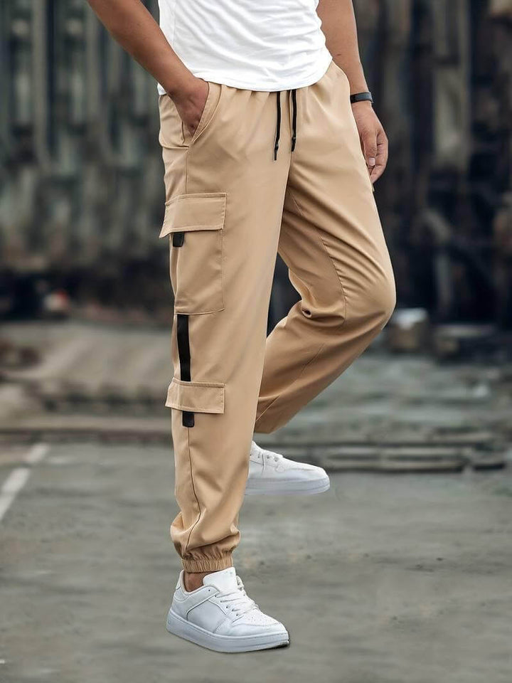 Men's Relaxed Fit Cargo Joggers with Drawstring