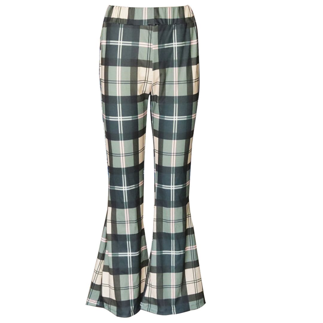 Checkered Flare Trousers - Chic and Modern