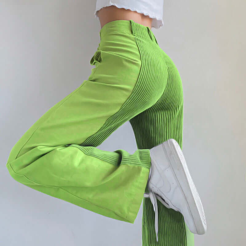 Women's High-Waisted Corduroy Wide Leg Trousers