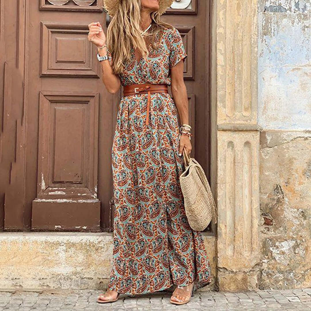 Bohemian Maxi Dress with Side Slit