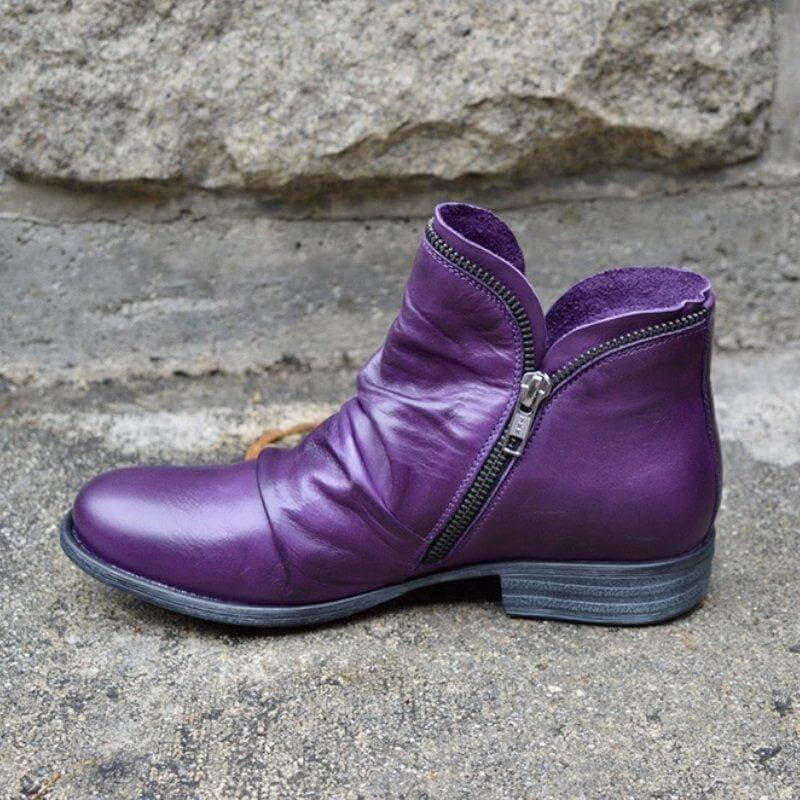 Women's Leather Zip-Up Ankle Boots